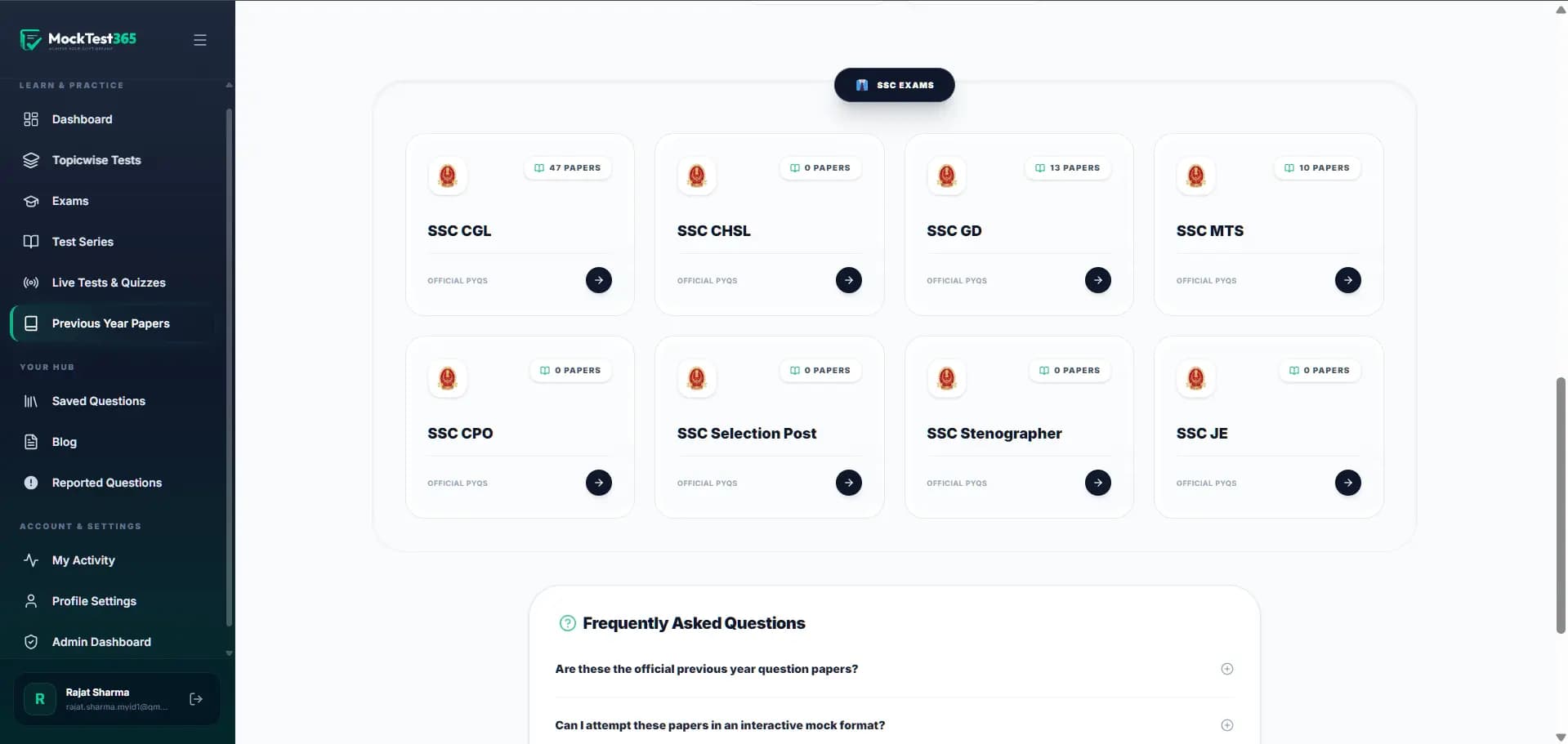 MockTest365 Interface 3